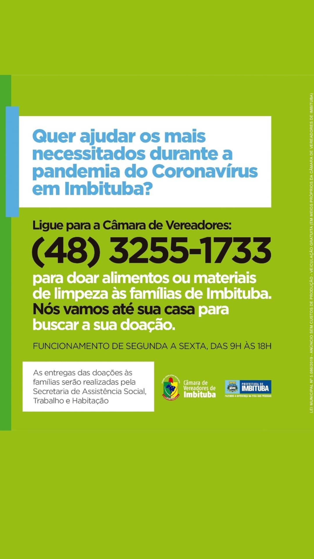 Prefeitura e Câmara iniciam campanha para ajudar os necessitados durante a pandemia do Coronavírus